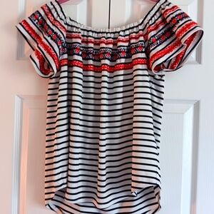 THML Boho Embroidered Peasant Top